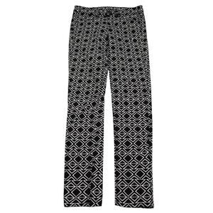 HM Pants Womens 6 Black White Low Rise Stretch Geometric Button Zip Pocket